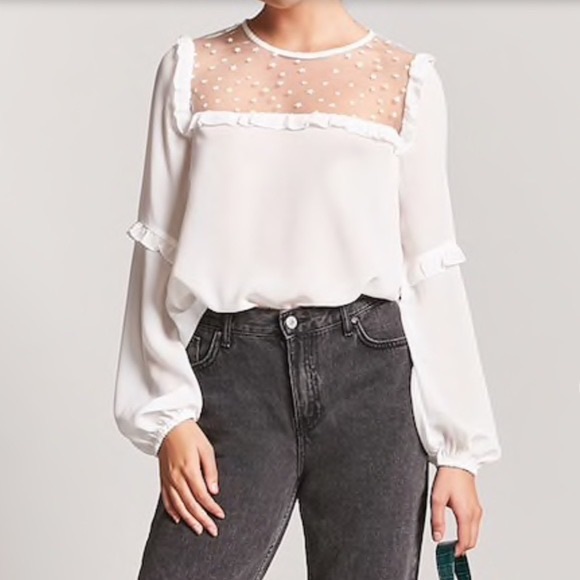 Mesh appliqué star ruffle blouse - Picture 6 of 6